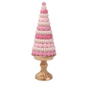 Whimsical Pastel Pink Macaroon Tree on‎ Gold Pedestal Valentine's Easter Decor
